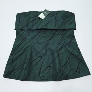 Nwt TUCKERNUCK - XL Pine Twombly Adrienne Strapless Peplum Flare Top Green